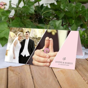 Danksagung Hochzeit mit Foto rosa