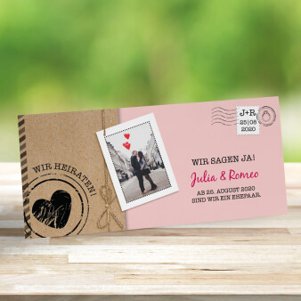 Einladungskarte Hochzeit Liebespost rosa