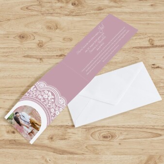 Einladungskarte Hochzeit Spitzentraum rosé