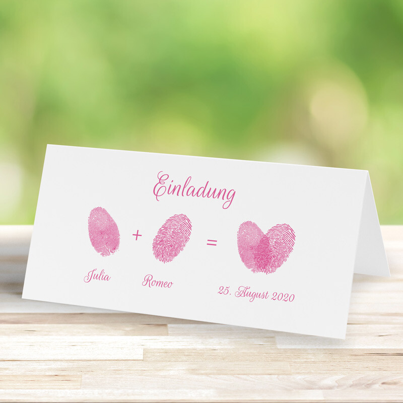 Hochzeitseinladung Lovely Fingerprints rosa