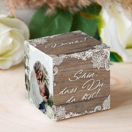 Gastgeschenk Box "Holz und Spitze" inkl. Foto...