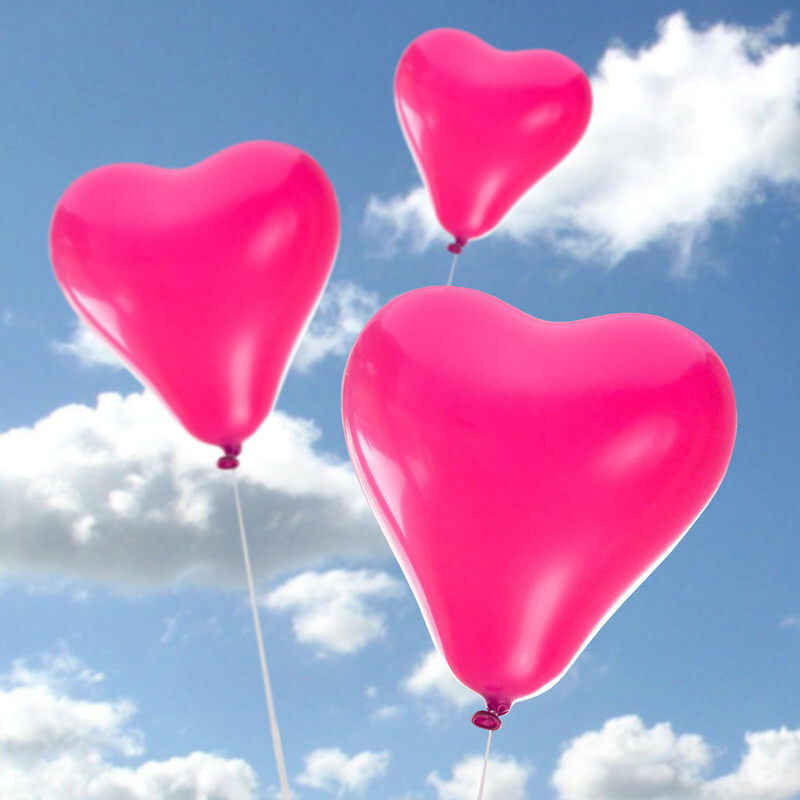 8 x Herzluftballons pink 30 cm