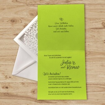 Einladungskarte Hochzeit Liebesbaum grün