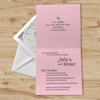 Einladungskarte Hochzeit Liebesbaum rosa