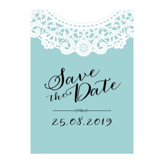 Save the Date Karte Hochzeit Vintagezauber hellblau...