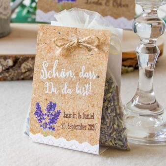 Gastgeschenk Lavendelsäckchen mit Banderole "Vintage Lavendel"