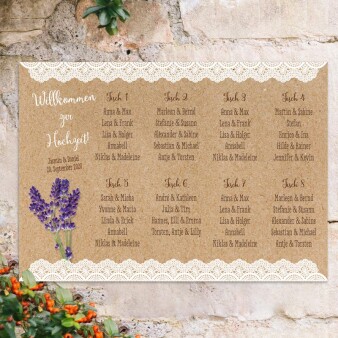 Sitzplan Hochzeit "Vintage Lavendel" inkl. Personalisierung