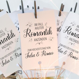 54 Wunderkerzen Karten "Romantik" personalisiert