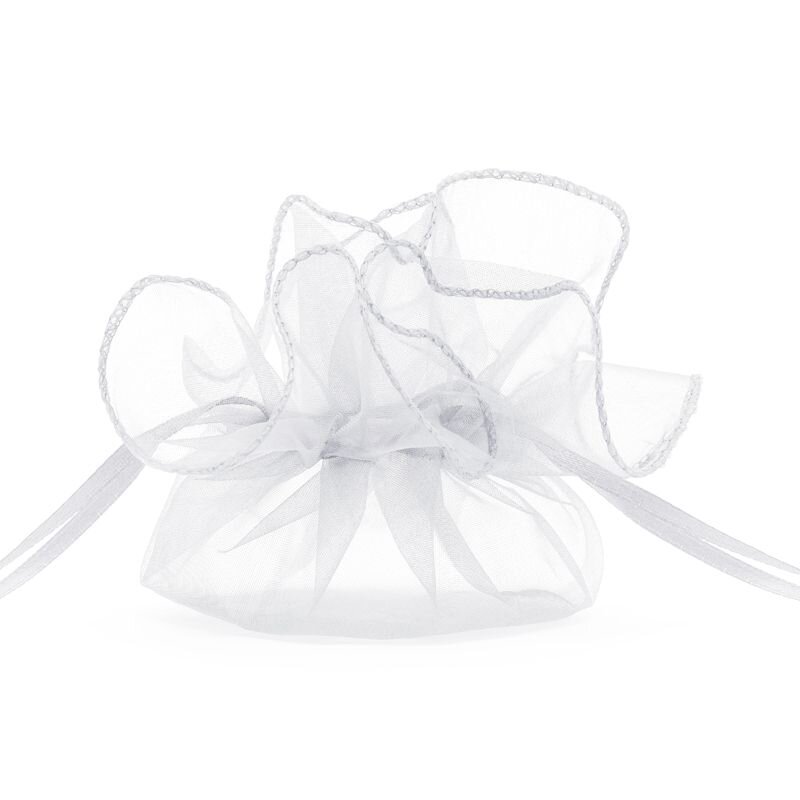 Gastgeschenk Organzakreis mit Satinband weiß