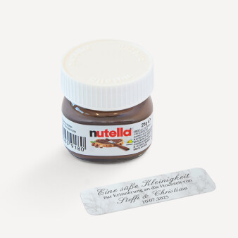 Gastgeschenk Mini Nutella Glas mit Aufkleber Marmor