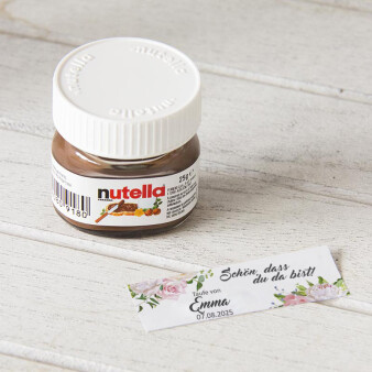Gastgeschenk Mini Nutella Glas mit Aufkleber "Summer Love"
