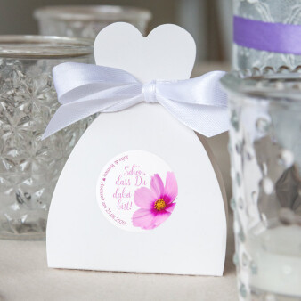 10 x Gastgeschenk Kartonage Braut mit Aufkleber "Blütenzauber"