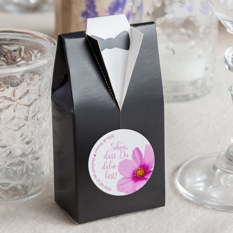 10 x Gastgeschenk Kartonage Bräutigam mit Aufkleber Blütenzauber