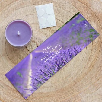 Gastgeschenk Windlicht mit Duftkerze "Lavendelfeld"