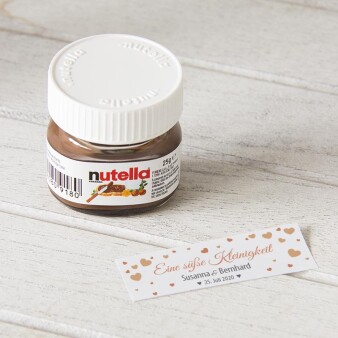 Gastgeschenk Mini Nutella Glas mit Aufkleber "Herzregen"