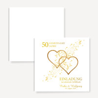 Einladungskarte Goldene Hochzeit Goldene Herzen