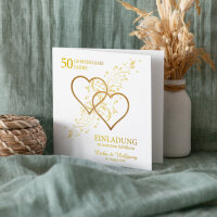 Einladungskarte Goldene Hochzeit Goldene Herzen
