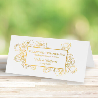 Einladungskarte Goldene Hochzeit Goldene Rosen