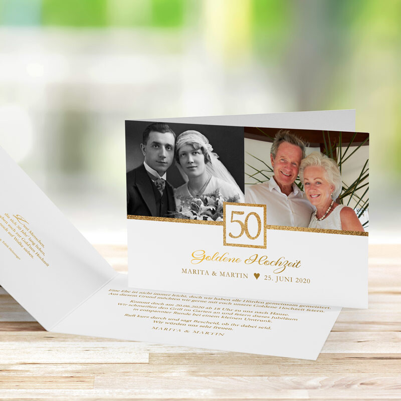 Einladungskarte Goldene Hochzeit Goldene 50