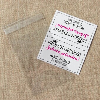 Gastgeschenk Geschenktüte transparent mit Etikett "Frosch geküsst"