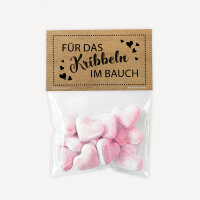 Gastgeschenk Tüte transparent mit Kraft Etikett "Kribbeln im Bauch" Kribbeln im Bauch