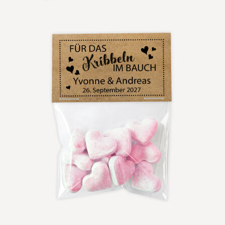 Gastgeschenk Tüte transparent mit Kraft Etikett...