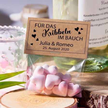 Gastgeschenk Tüte transparent mit Kraft Etikett...