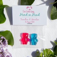 Gastgeschenk Tüte transparent mit Etikett "Hand in Hand" inkl. Personalisierung