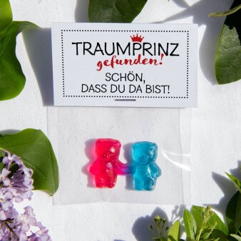 Gastgeschenk Geschenktüte transparent mit Etikett "Traumprinz" Schön, dass Du da bist!