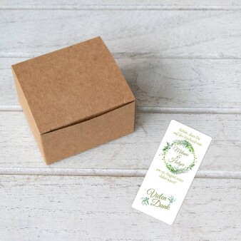 10 x Gastgeschenk Kästchen Kraftpapier mit Aufkleber Naturell personalisiert