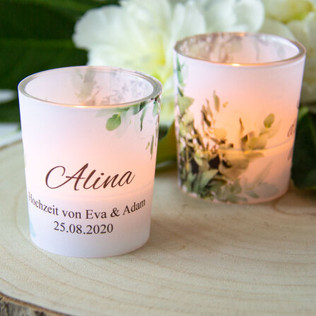 Tischkarte Windlicht "Greenery" inkl. Glas...