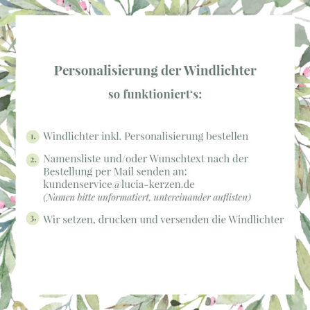 Tischkarte Windlicht "Greenery" inkl. Glas inkl. Personalisierung