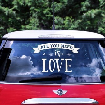 Autoaufkleber Hochzeit Love is all you need