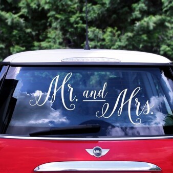 Autoaufkleber Hochzeit "Mr & Mrs"