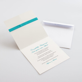 Hochzeitseinladung Modern Elegance türkis ohne Textdruck/Musterkarte