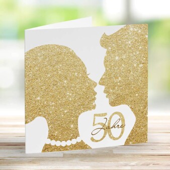 Einladungskarte Goldene Hochzeit "Lovely Couple" gold