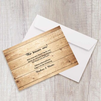 Save the Date Karte Hochzeit Wood Style