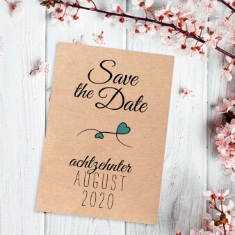 Save the Date Karte Hochzeit "Sweet Love" Türkis online selbst gestalten
