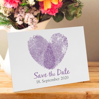 Save the Date Karte Hochzeit Fingerabdrücke
