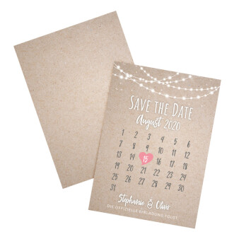 Save the Date Karte Hochzeit "Lichterkette" online selbst gestalten