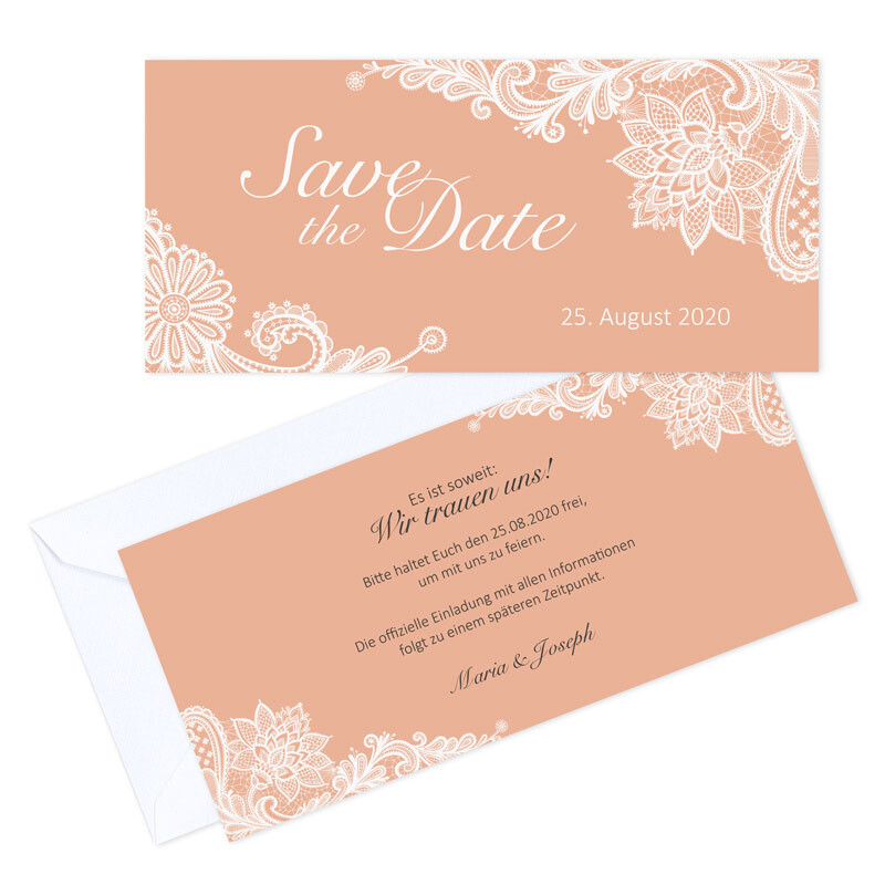 Save the Date Karte Hochzeit Romantische Spitze