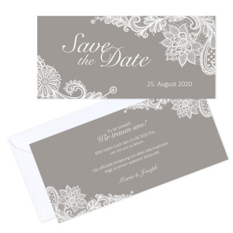 Save the Date Karte Hochzeit "Romantische Spitze"