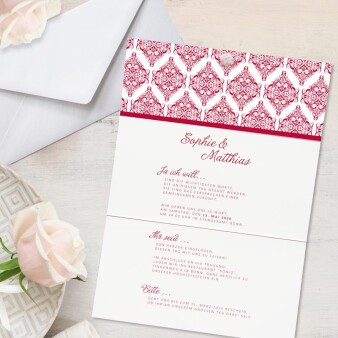 Einladungskarte Hochzeit Eleganter Liebesbrief bordeaux