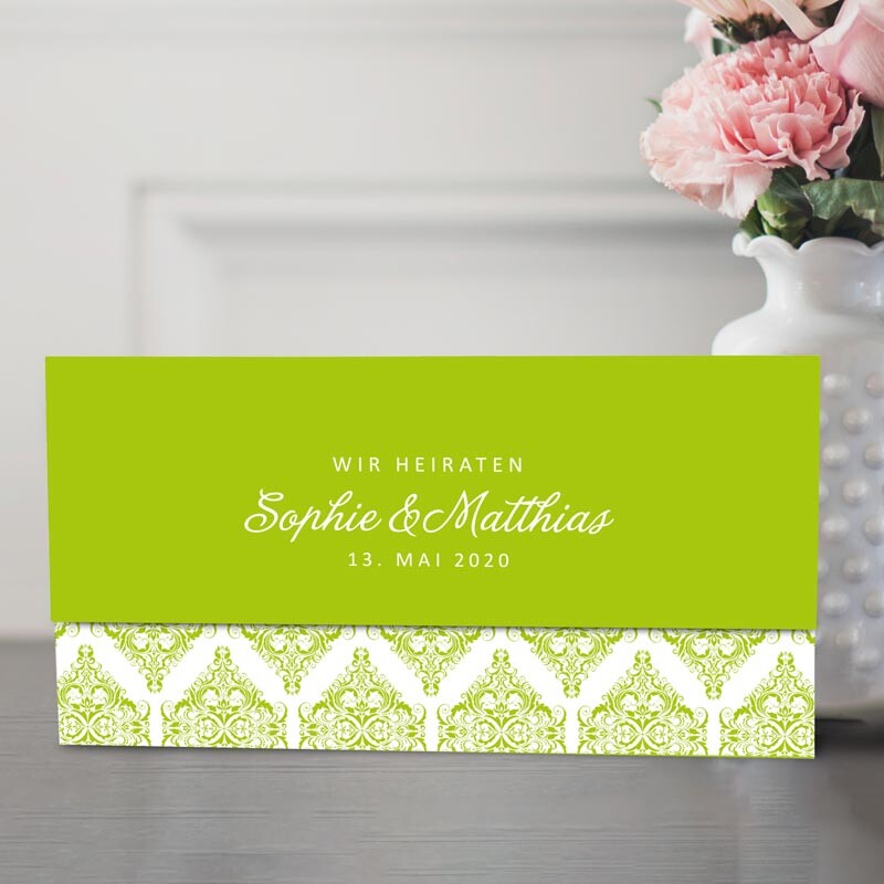 Einladungskarte Hochzeit Eleganter Liebesbrief grün