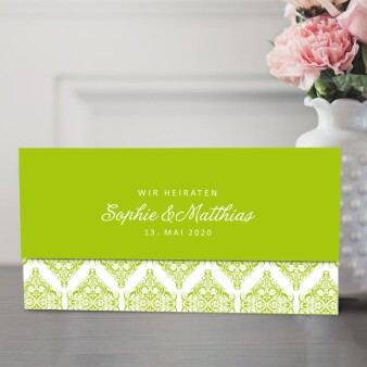 Einladungskarte Hochzeit "Eleganter Liebesbrief" grün