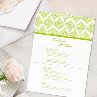 Einladungskarte Hochzeit "Eleganter Liebesbrief" grün