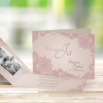 Einladungskarte Hochzeit "Wonderful" rosa