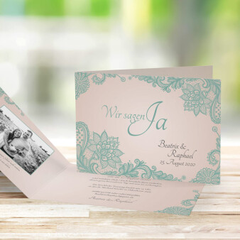 Einladungskarte Hochzeit "Wonderful" mint