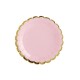 Pappteller rosa mit Goldrand 6 Stück