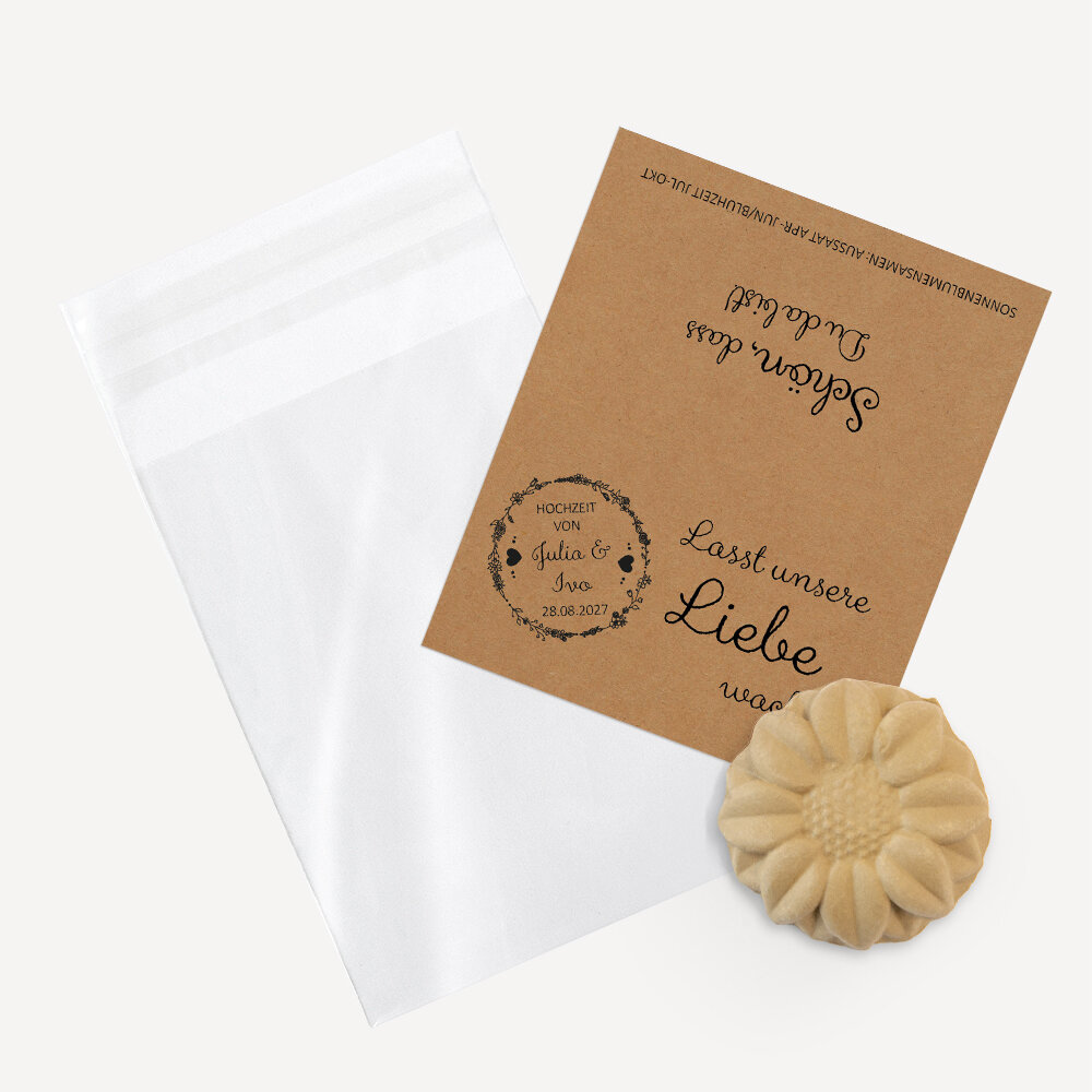Gastgeschenk Samenbombe mit Etikett "Vintage Natural"!